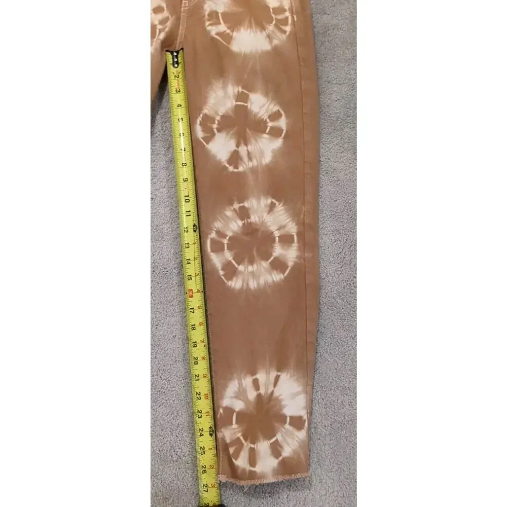 PACSUN Eco Tan Tie Dye Mom Jeans Ankle Rough Hem SZ 25
